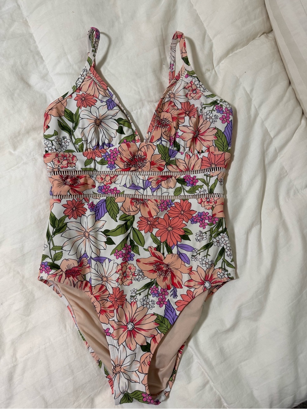Floral White One Piece Swimsuit